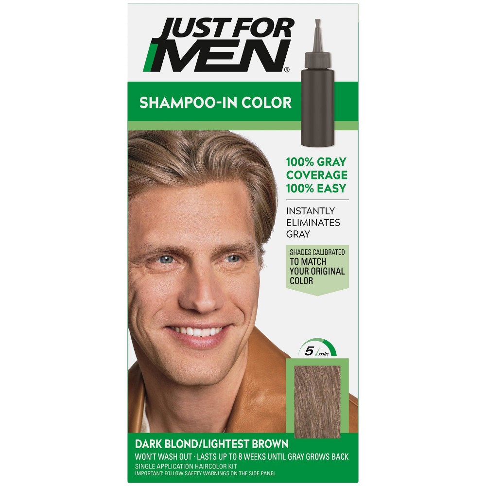 Photos - Hair Dye Just For Men Shampoo-In Color Gray Hair Coloring for Men - Dark Blond/Ligh