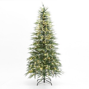 LuxenHome 6.5Ft Pre-Lit Green Cypress Artificial Christmas Tree with Metal Stand - 1 of 4