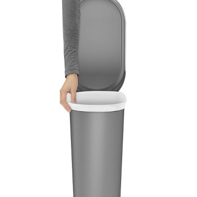 Gray Plastic Slim Kitchen Step Trash Can with Pedal