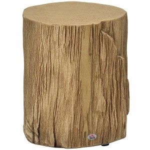 17" Tall Tree Stump End Table, Concrete Sofa Side Table for Indoor and Outdoor Use - 1 of 4