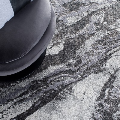 Eclipse Abstract Dark Grey/Light Grey Hand-Knotted Rug