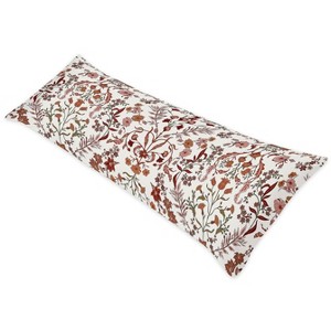 Sweet Jojo Designs Women Girl Body Pillow Cover (Pillow Not Included) 54in.x20in. Boho Floral Wildflower Ivory Orange Burgundy - 1 of 4