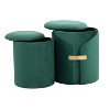 Dahlia Contemporary/Glam Nesting Ottoman Set in Green Velvet with Gold Metal Accent Pieces by LumiSource - 4 of 4