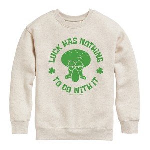 Boys' - SpongeBob Squarepants - Squidward Luck Graphic Long Sleeve Fleece Sweatshirt - 1 of 4
