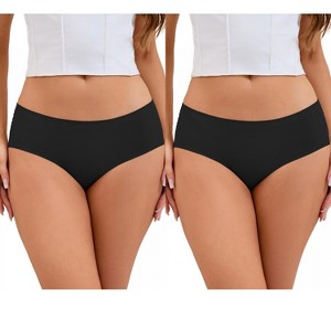 INSPIRE CHIC 2 Pcs Women's Mid-Waisted Panties Full Coverage No Trace Comfortable Briefs - 1 of 4