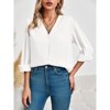 Imily Bela Women's Business Casual V Neck Chiffon Blouse Long Sleeve Button Down Summer Shirt - 4 of 4