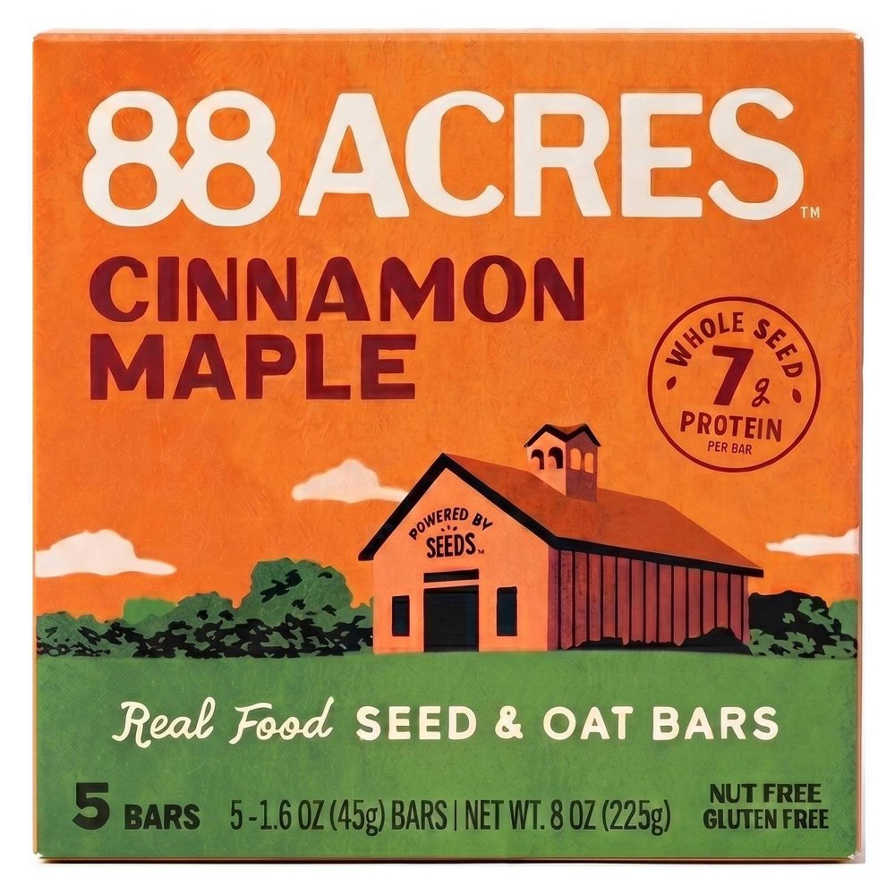 88 Acres Cinnamon Maple Seed & Oat Granola Bars - 7g Protein - 8oz/5ct