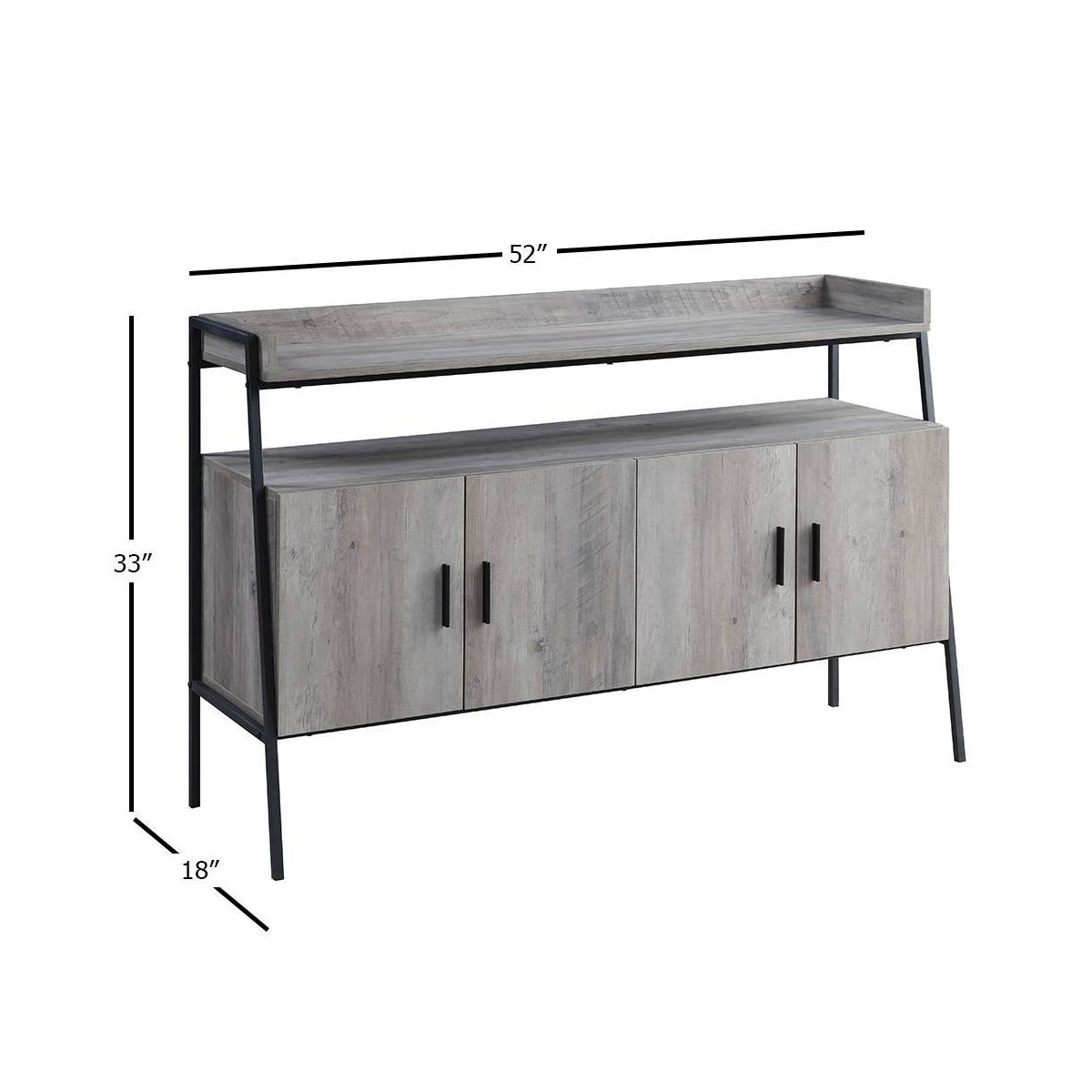 Acme Furniture 52" Samiya TV Stand for TVs up to 50" Gray Oak/Black Finish: Media Console with Open Back & Doors - thumbnail 7