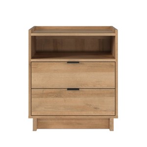 Prepac Simply Modern Nightstand with 2 Drawers and Open Shelf Natural Oak - 1 of 4
