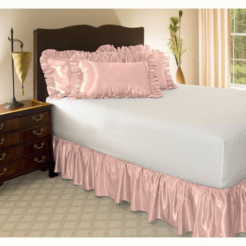 SHOPBEDDING Satin Ruffled Bed Skirt with Platform,  Wrinkle Free and Fade Resistant, 2 of 5