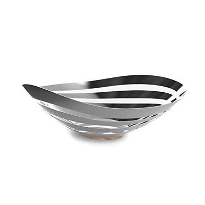 Stainless Steel and Acacia Wood Bread and Fruit Bowl