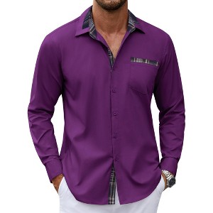 COOFANDY Men's Long Sleeve Dress Plaid Collar Casual Button Down Shirts - 1 of 4