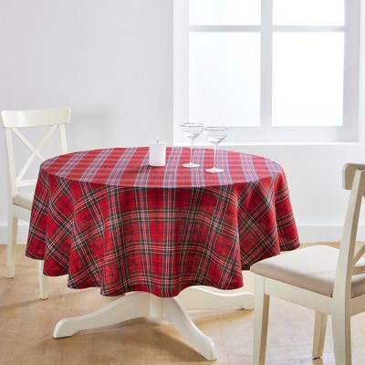 Solino Home Linen Plaid Round Tablecloth | Classic Tartan Plaid