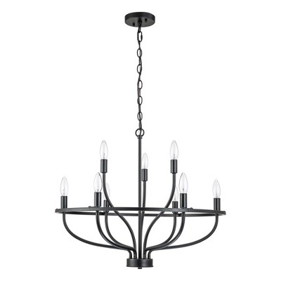C Cattleya 9-Light Black Farmhouse Chandelier