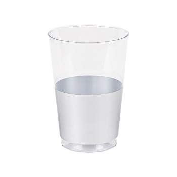 9 oz. Clear with Metallic Silver Rim Round Disposable Plastic Cups (240 Cups),  240 Cups - Fry's Food Stores