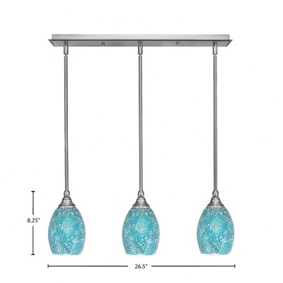 Toltec Lighting Any 3 - Light Chandelier in  Brushed Nickel with 5" Turquoise Fusion Shade