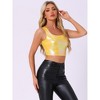 INSPIRE CHIC Women's U Neck Sleeveless Party Clubwear Shiny Metallic Crop Tank Tops - 3 of 4