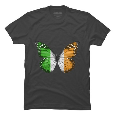 Men's Design By Humans Butterfly Flag Of Ireland By GiftsIdeas T-Shirt