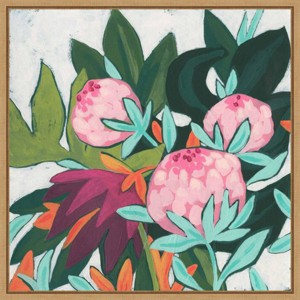 Amanti Art 16" x 16" Jungle Protea Jewel II by June Erica Vess Framed Wall Canvas: Modern Style, Lithograph Artwork - 1 of 4