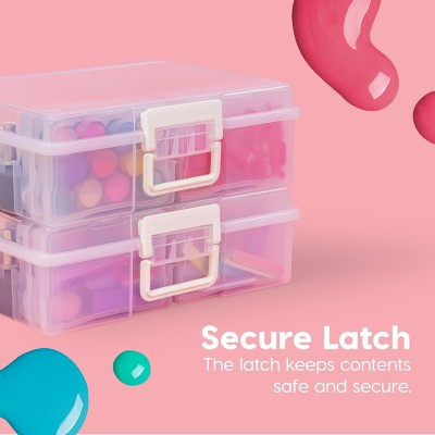 Clear Plastic Nail Polish Organizer Case with Handle, 2-Pack
