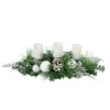 Northlight 30" Green Pine and Needle Triple Candle Holder with Pinecones and Christmas Ornaments - image 3 of 4