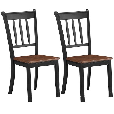 Costway Set of 2 Wood Dining Chair High Back Kitchen Whitesburg Side Chair BlackWhite