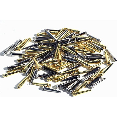 WE Games Premium Tapered Easy Grip Cribbage Pegs - Set of 90 (Brass, Chrome, Black Metal)