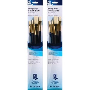 Princeton RealValue Brush Set, Natural Bristles, Long Handle Mixed Media Paintbrush, Dark Blue, 4 Per Set, 2 Sets - 1 of 3