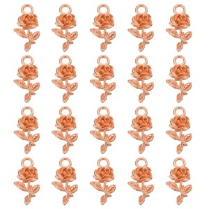 Unique Bargains Alloy  Elegant Sophisticated Jewelry Making Mini Rose Flower Pendants 50 Pcs - 1 of 4