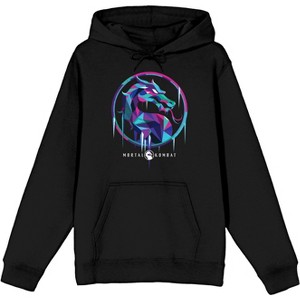 Mens Mortal Kombat Dragon Logo Sub Zero Black Hooded Sweatshirt - 1 of 2