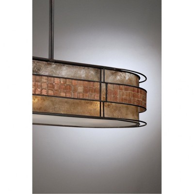 Renaissance Copper Drum Pendant Light with Mosaic Tile Shade
