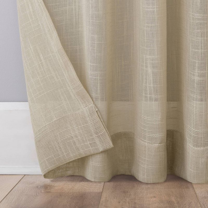 Ceri Linen Textured Jute Tabs Semi-Sheer Curtain Panel - No. 918, 4 of 7