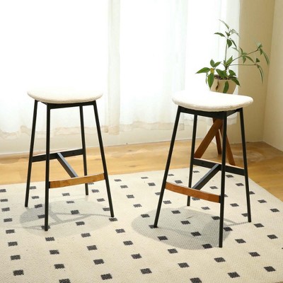 Resenkos Counter Bar Stools, Counter Stool,Modern Set of 2 Bar Stools Comfortable & Stylish Counter Height and Bar Height Bar Stools,Beige White