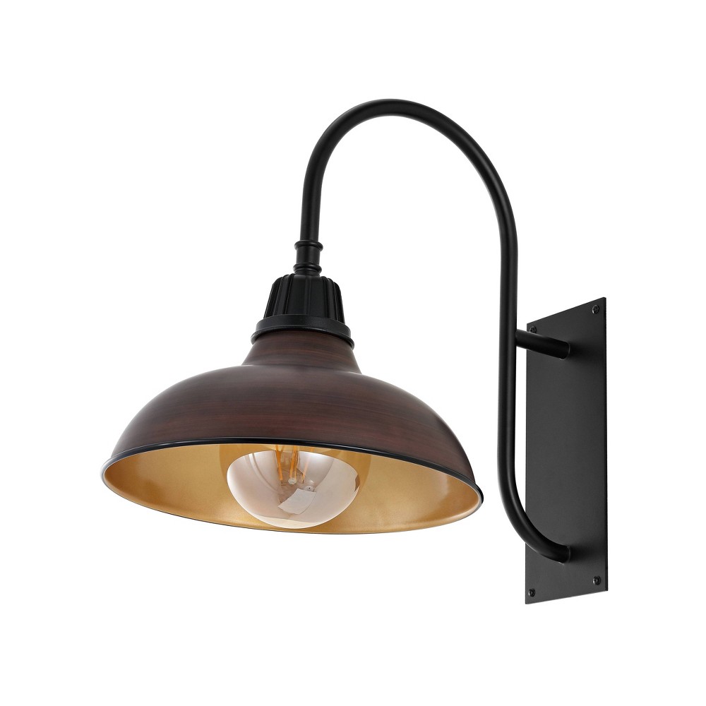 12.25" 1-Light Stanley Farmhouse Industrial LED Gooseneck Arm Outdoor Sconce Copper - JONATHAN Y: Vintage Wall Lighting Fixture, UL Listed
