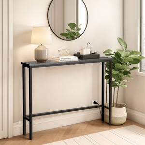 KTMBDW 39.4" Narrow Console Sofa Table with Power Outlets and USB Ports, Skinny Entryway Table with Metal Frame for Hallway, Bedroom, Living Room - 1 of 4