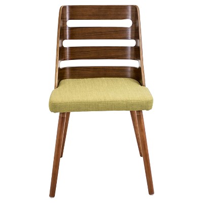 Green Upholstered Walnut Ladderback Side Chair