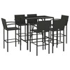 vidaXL Garden Bar Set Black PE Rattan, Powder-Coated Steel, Tempered Glass - 3 of 4