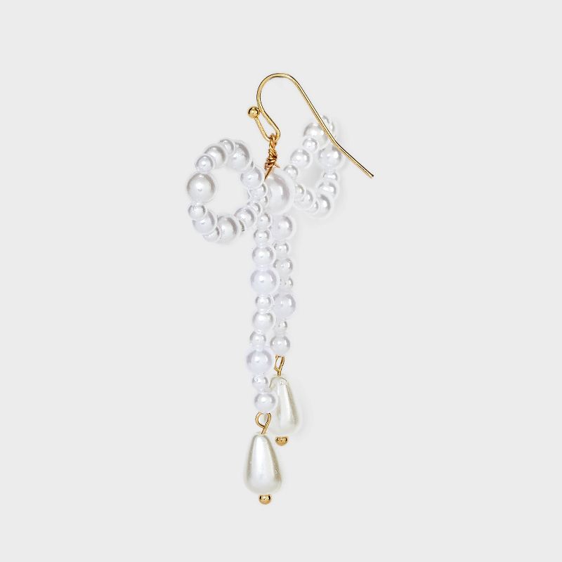 Simulated Pearl Beaded Bow Drop Earrings - Wild Fable&#8482; Off-White, 4 of 5