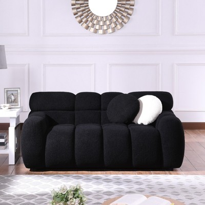 GlasFlength Human body structure for USA people,  marshmallow sofa,boucle sofa ,2  seater, Black, 65"*36"*28"