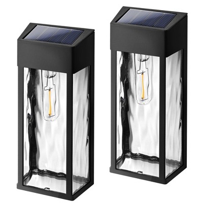 Solar Outdoor Black Wall Light with LED Bulb,Weather-Resistant & Dusk to Dawn, Easy Mounting for Porch, Garage & Garden