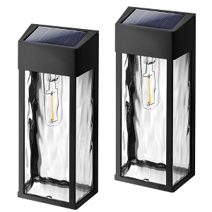 Solar Outdoor Black Wall Light with LED Bulb,Weather-Resistant & Dusk to Dawn, Easy Mounting for Porch, Garage & Garden - 1 of 4