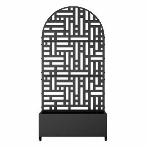 Lirago Metal Planter Box privacy screen Garden Bed with Trellis and Wheels-Black- 6 ft. H x 3 ft. W - 1 of 4