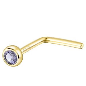 Jewelry Avalanche 22G 14K Gold Bezel-set Tanzanite L-shape Nose Stud - 1 of 1