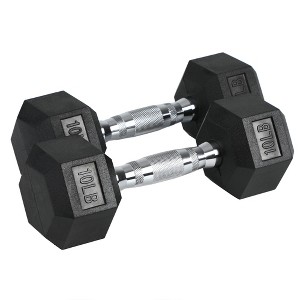 HolaHatha Iron Hexagonal Cast Exercise Dumbbell Free Weight with Contoured Textured Grip for Home Gym Exercise and Strength Training, 10 Pounds - 1 of 4