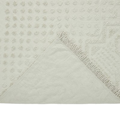 Sage Cotton Queen Bedspread with Textured Accents