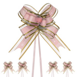 Unique Bargains Plastic Gold Edge Gift Wrapping Wedding Ribbon Pull Bows 10 Pcs - 1 of 4