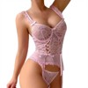 Clotth Women's Lace Lingerie Set - Bustier Corset with Underwire, Cute Babydoll with Thong & Stockings - 4 of 4