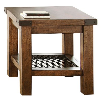 Hailee End Table Oak - Steve Silver Co.: Sturdy Side Table, Fixed Shelf, Hardwood Frame