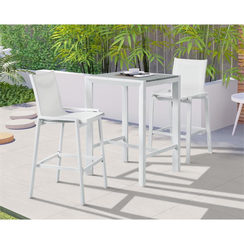 Meridian Furniture Nizuc White Outdoor Patio Mesh Barstool (Set of 2), 2 of 10