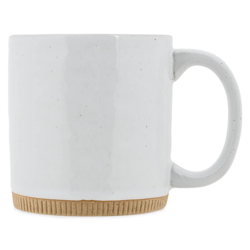 Elanze Designs High Gloss Raw Clay Bottom 15 ounce Ceramic Stoneware Coffee Mugs Set of 4, White, 2 of 6
